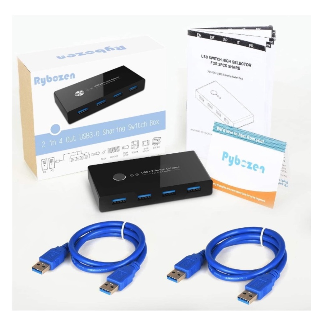 RYBOZEN USB 3.0 Switch Selector, KVM Switcher for 2 pc Sharing 4 USB Devices - Picture 4 of 9